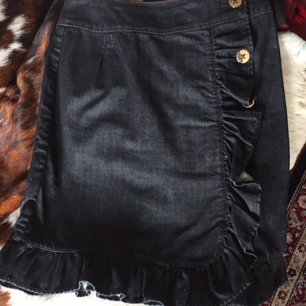 Moving Sale❗️Black Denim Ruffle Pencil Skirt Size4